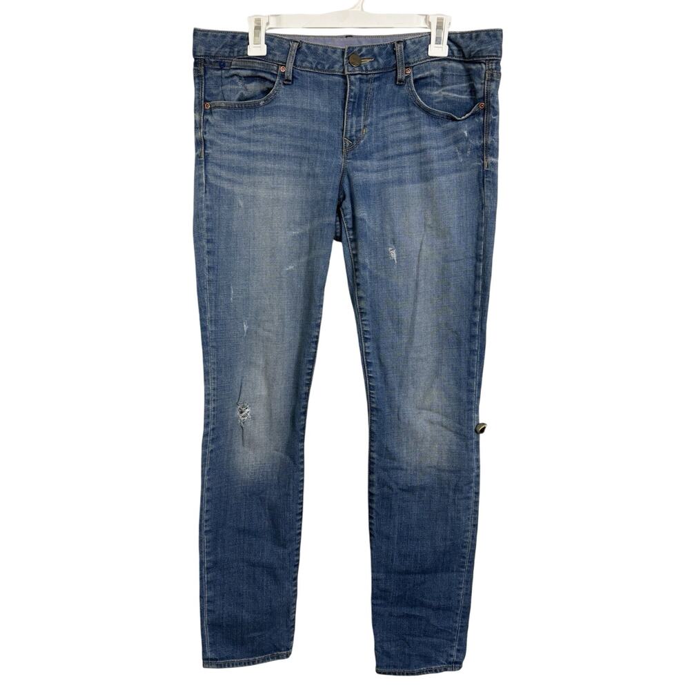 Gap Jeans Medium Wash Always Skinny Size 31/12 Light Distressing Stretch